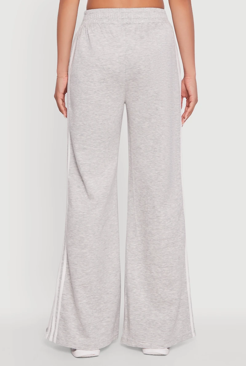 Womens Varsity Stripe Snap Button Side Track Pants, Grey, Size S