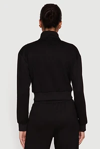 Drawstring Mock Neck Zip Front Track Jacket