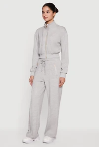 Drawstring Mock Neck Zip Front Track Jacket