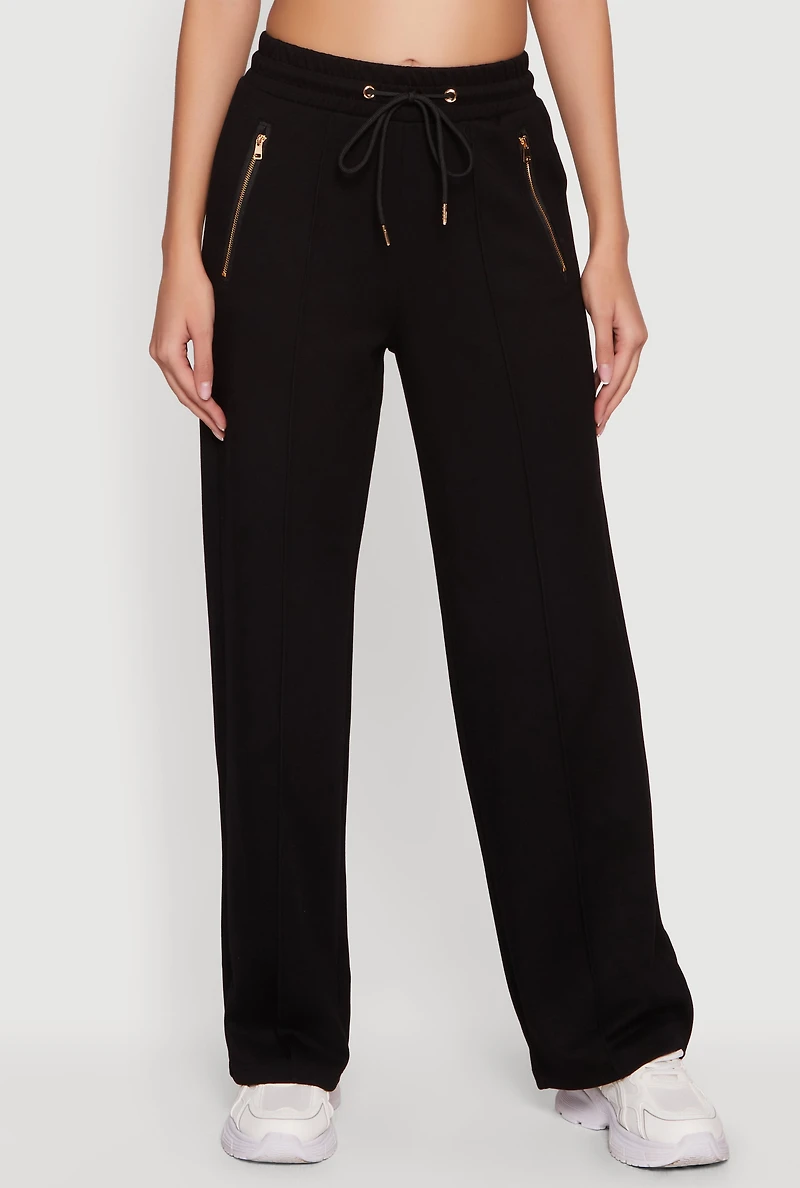Zipper Detail Straight Leg Sweatpants