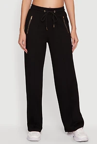 Zipper Detail Straight Leg Sweatpants