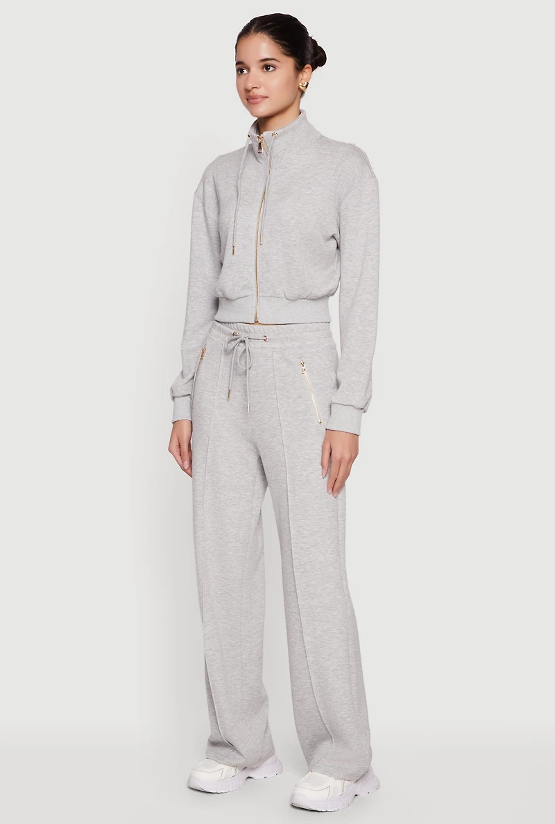 Zipper Detail Straight Leg Sweatpants