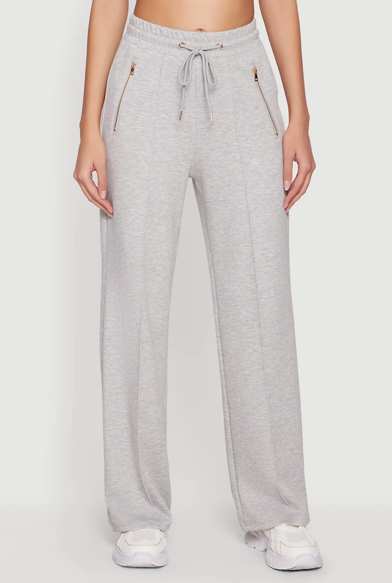 Zipper Detail Straight Leg Sweatpants