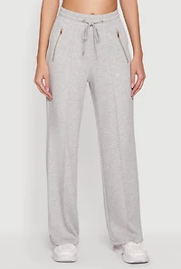 Zipper Detail Straight Leg Sweatpants