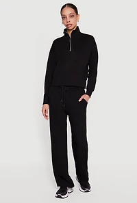 Ribbed Knit Half Zip Sweatshirt