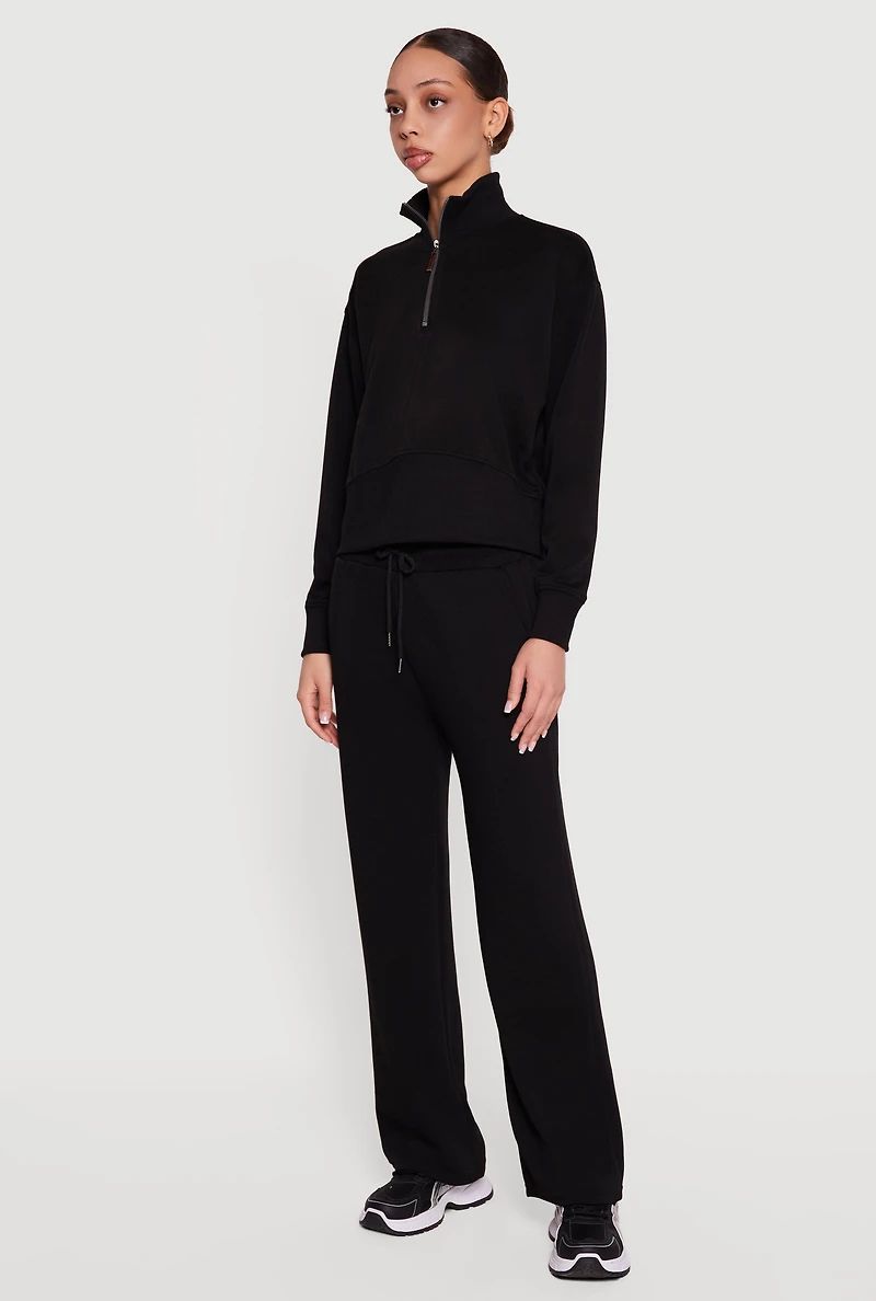 Ribbed Knit Half Zip Sweatshirt