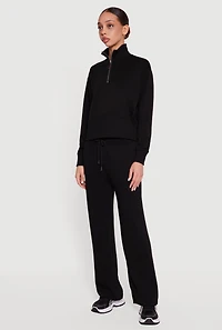 Ribbed Knit Half Zip Sweatshirt
