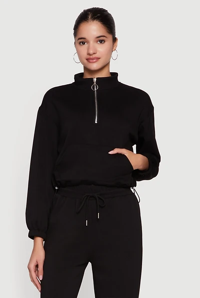 Mock Neck Quarter Zip Front Track Jacket
