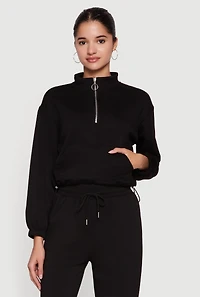 Mock Neck Quarter Zip Front Track Jacket