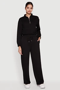 High Waisted Straight Leg Sweatpants with Drawstring Waist