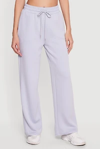 High Waisted Straight Leg Sweatpants with Drawstring Waist