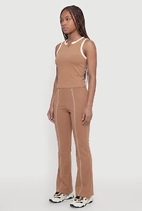 Contrast Trim Notch Neck Crop Top
