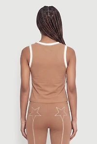Contrast Trim Notch Neck Crop Top
