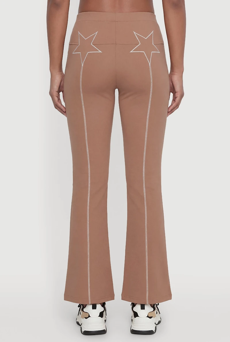 Embroidered Star Flare Yoga Pants