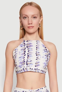 Womens Brush Stroke Print Crop Top, Multi,