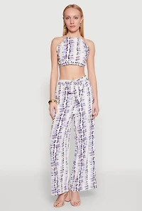 Womens Brush Stroke Print Crop Top, Multi,