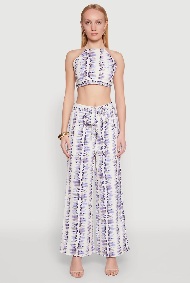 Womens Brush Stroke Print Crop Top, Multi,