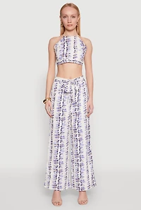 Womens Brush Stroke Print Crop Top, Multi,