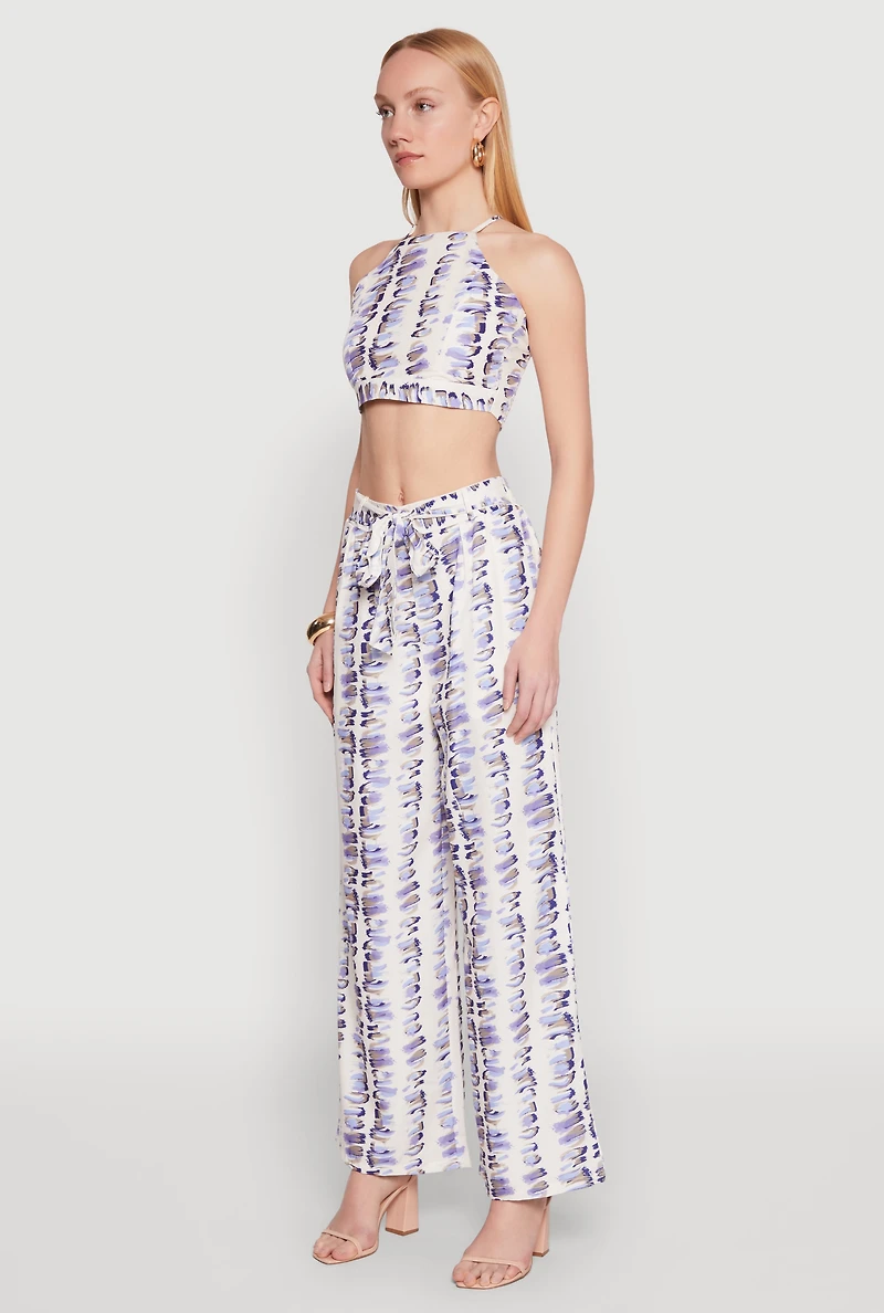 Womens Brush Stroke Print Crop Top, Multi,