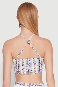 Womens Brush Stroke Print Crop Top, Multi,