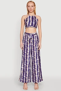Womens Brush Stroke Print Crop Top, Multi, Size S