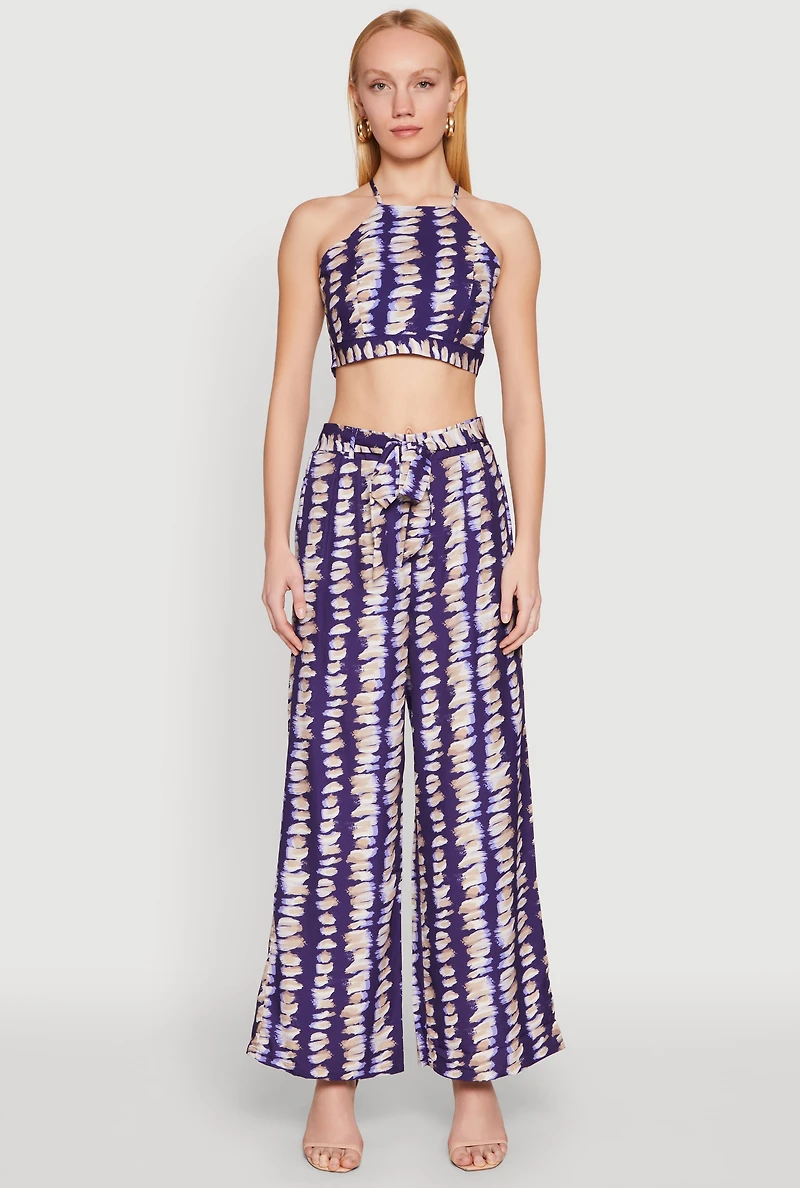 Womens Brush Stroke Print Crop Top, Multi, Size XL