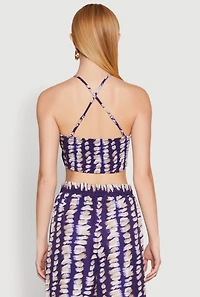 Womens Brush Stroke Print Crop Top, Multi, Size M