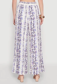 Womens Brush Stroke Print Tie Waist Pants, Multi, Size L