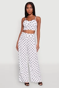 Womens Polka Dot Bustier Top, White, Size M
