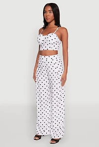 Womens Polka Dot Bustier Top, White, Size M