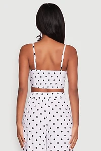 Womens Polka Dot Bustier Top, White, Size M