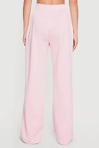 Elastic High Waisted Wide Leg Pull On Pants