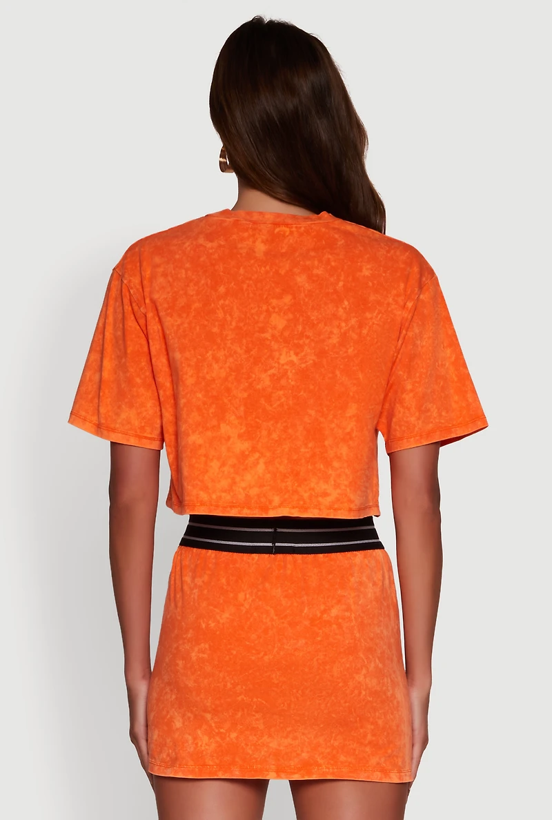 Trendy Mineral Wash Entire Vibe Graphic Oversized Tee