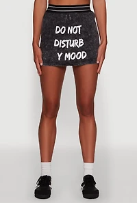 Womens Stylish Mineral Wash Do Not Disturb Graphic Skirt,