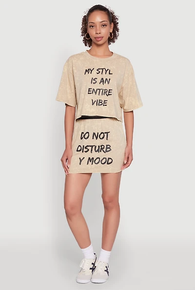 Stylish Mineral Wash Do Not Disturb Graphic Skirt