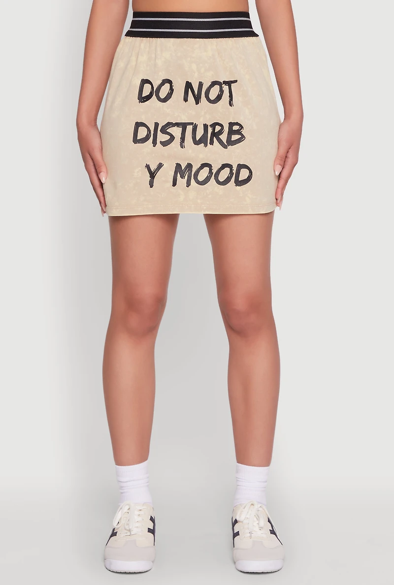 Stylish Mineral Wash Do Not Disturb Graphic Skirt