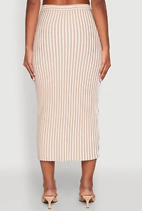 Womens Striped Knot Front Knit Pencil Skirt,