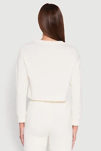 Womens California Embroidered Cropped Sweatshirt, White,