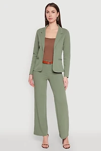 Womens Crepe Knit Belted Dress Pants,