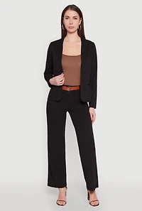 Long Sleeve Crepe Knit Open Front Blazer