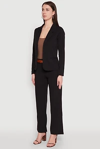 Long Sleeve Crepe Knit Open Front Blazer