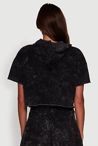 Womens Trendy Mineral Wash Oversized Hooded Sweatshirt, Black, Size S