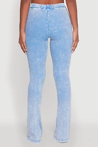 Womens Mineral Wash Pintuck Flare Pants, S