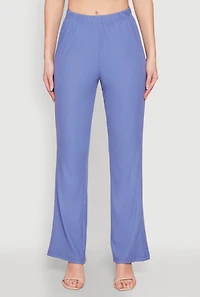 Womens Ribbed Knit Boot Cut Pants, Blue, Size L