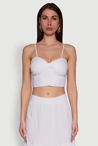 Womens Stylish Padded Bustier with Twist Front Sweetheart Neckline, White, Size L