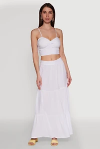 Womens Stylish Padded Bustier with Twist Front Sweetheart Neckline, White, Size L