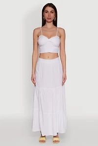 Womens Stylish Padded Bustier with Twist Front Sweetheart Neckline, White, Size L