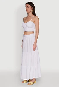 Womens Stylish Padded Bustier with Twist Front Sweetheart Neckline, White,