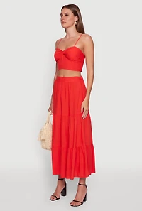 Womens Stylish Padded Bustier with Twist Front Sweetheart Neckline, Red, Size L