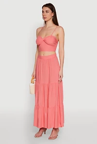 Womens Stylish Padded Bustier with Twist Front Sweetheart Neckline, Pink, Size L